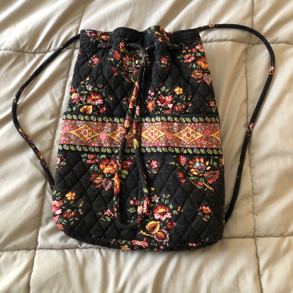 Vera Bradley chocolat RARE drawstring bag NWOT